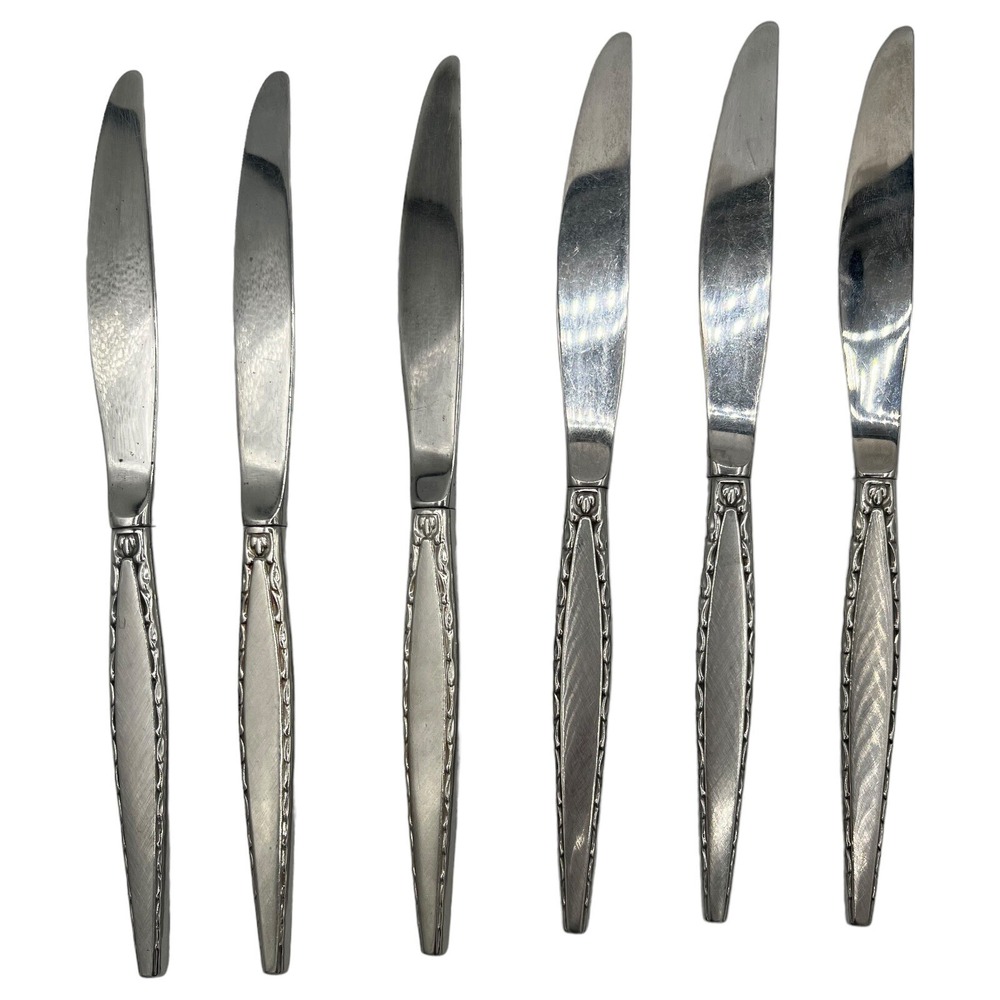 Oneida Community Venetia Stainless Dinner‎ Knives 9 inch Lot of 6 USA Made